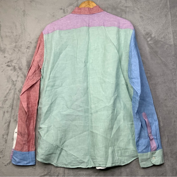 J. Crew Men’s 100% Linen Multicolor Patchwork Button Down Shirt. Size Large. - Picture 2 of 8